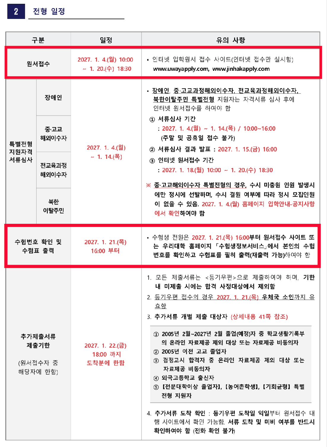서울예술대학교 2027 정시 원서접수·수험표 출력 일정